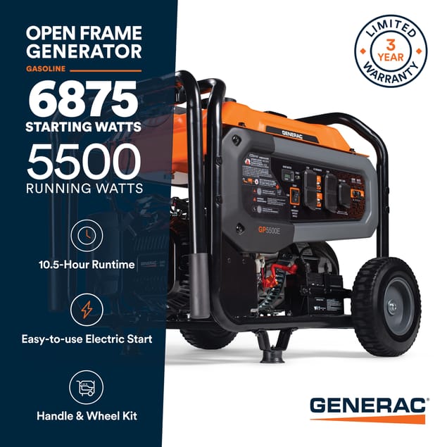 5500 watt portable open frame generator